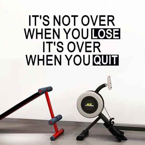SEATUNE Gym Inspirational Quotes Wall Stickers - Positive Motivational Office Wall Decals - Workplace Home Vinyl Art Wall Decor - It's Not Over When You Lose It's Over When You Quit 21"X11"