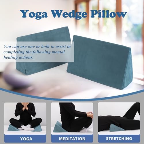Small Wedge Pillow, Wedge Pillow for Bed Sores, Positioning Wedge, Mini Pillow for Laptop and Yoga, Small Foam Wedge for Chair (1 Unit, Light Blue)