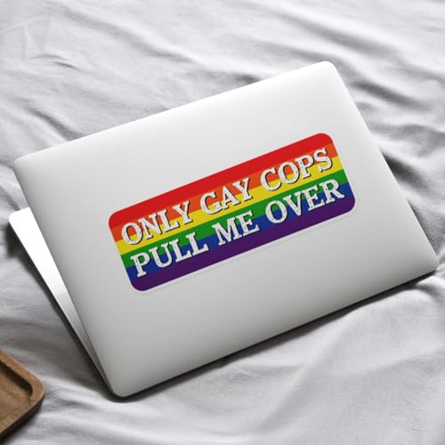 Only Gay Cops Pull Me Over Vinyl Stickers Pack LGBTQ Satire Quote Sticker for Laptop Water Bottle Skateboard Car 6Pcs Hard Wall Decoration Bike Bottles Motorcycle Phone