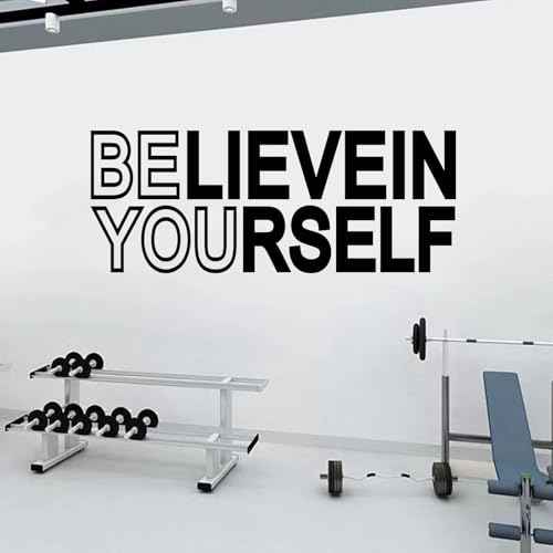 Motivational Quotes Wall Decals for Gym: Office Inspirational Positive Vinyl Art Wall Stickers for Garage Classroom School Home Wall Decor - Believein Yourself 23" X 9"