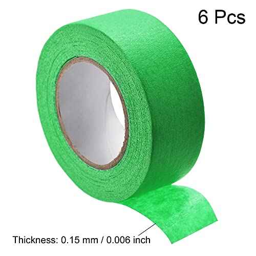 uxcell 6Pcs 25mm 1 inch Wide 20m 21 Yards Masking Tape Painters Tape Rolls Dark Green