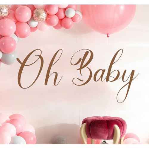 Oh Baby Wall Sticker, Baby Shower Party Decal Sign, Gender Reveal Party Decorations, Arch Decor Party Decorations Vinyl Stickers for Backdrop Party Supplies