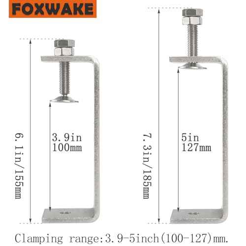 Stainless Steel C Clamps Small 5 Inch for Mounting, Heavy Duty U Clamps for Metal Working, Desk Clamp with Stable Wide Jaw Opening & Protective Pads/I-Beam Design (2pcs)