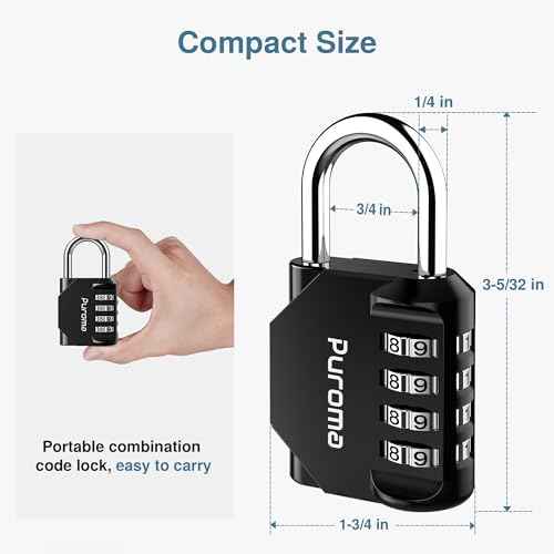 Puroma 10 Pack Combination Lock for Locker 4 Digit Outdoor Waterproof Padlock for School, Gym, Sports, Fence, Toolbox, Gate, Case, Outdoor, Hasp Storage, Cabinets (Black)