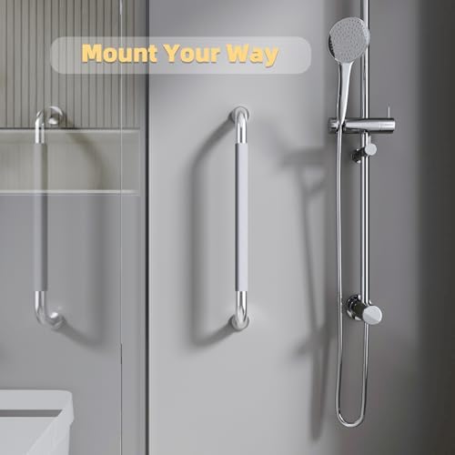 24 Inch Shower Grab Bar, Bathroom Grab Bar Handle with Anti-Slip Knurled Grip, Stainless Steel Bath Balance Bar, Bath Safety Bar Support for Seniors Elderly, Shower Hand Rails Brushed Nickel -1 Pack