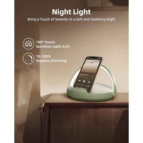 EZVALO Gifts for Her, Bedside Lamp with Wireless Charger, 4 in 1 Dimmable LED Night Light, Nightstand Touch Lamp, Portable Bluetooth Speaker, Birthday Gifts for Women, Men, Mom