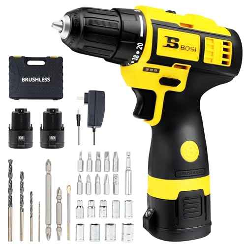 BOSI TOOLS Brushless Cordless Drill Set 16.8V Power Drill Driver Kit with 2 2000mAh Batteries and Charger 3/8-Inch Keyless Chuck 2 Speed 20+1 Position Torque Setting 27pcs Drill Screwdriver Bits