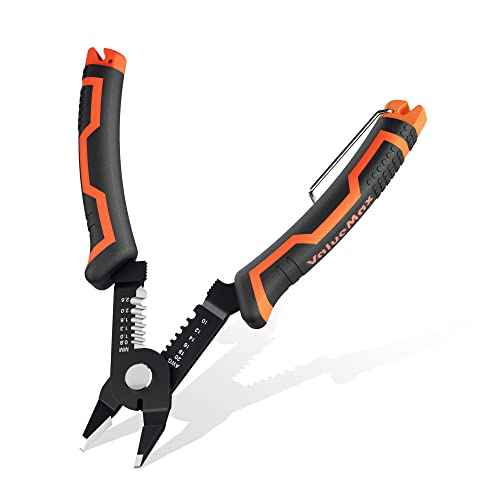 ValueMax Wire Stripper and Cutters, 10-22 AWG Wire Stripper Tool, 6-inch Flush Cutters with Safety Lock and Curved Bevel Design, Suitable for Electronics, Jewelry, 3D Printing, and Crafts