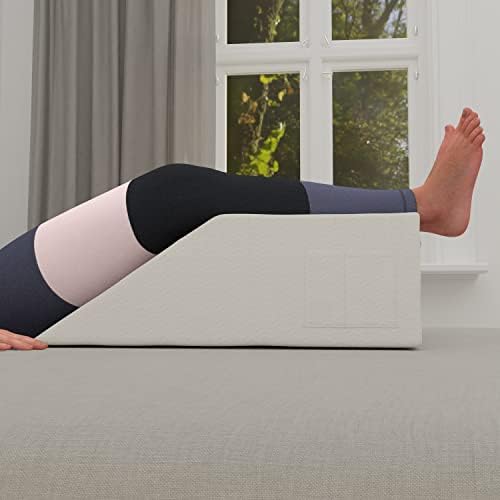 Wedge Pillow Cover for 24x21x8 Leg Elevation Cushion, Knee Pillow Cover, Hypoallergenic Replacement Pillowcase with Zipper & Pockets