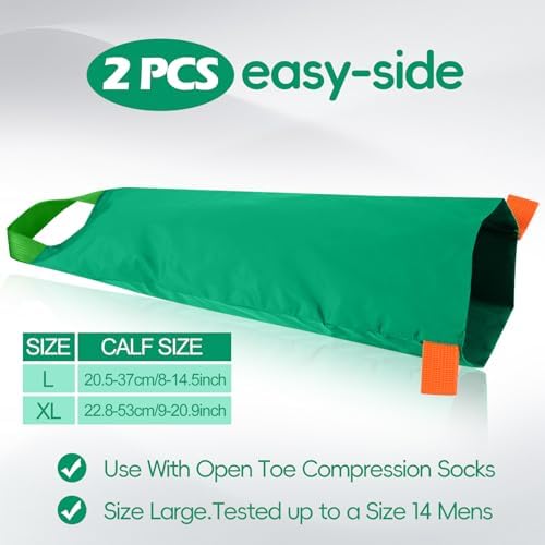 2 Pcs Easy Slide Compression Stocking Aid Sock Open Toe Helper Device Easy on Application Tool Put on Compression Socks Applicator Aid for Seniors (Plus Size)