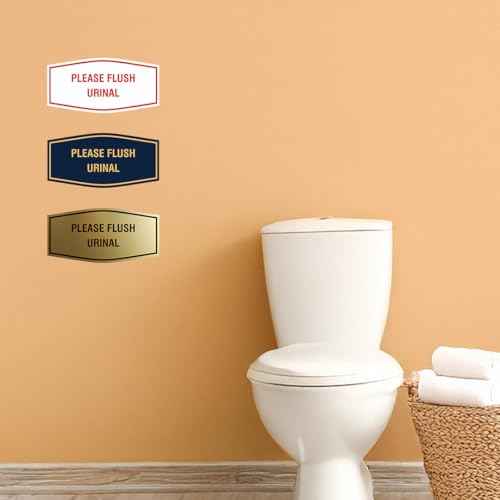 Fancy Please Flush Urinal Sign (Black) - Small