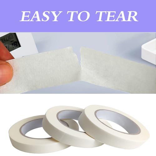 Lazybug studio Masking Tape 0.75 Inch, 3 Pack White Masking Tape, 3/4 Inch x 55 Yards x 3 Rolls,165 Yards in Total