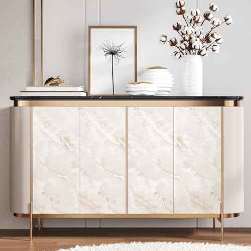 CHIHUT Cream Marble Contact Paper for Countertops Waterproof Self Adhesive Matte Marble Peel and Stick Wallpaper 12''x100'' Kitchen Counter Top Contact Paper for Backsplash Countertop Vinyl Wrap
