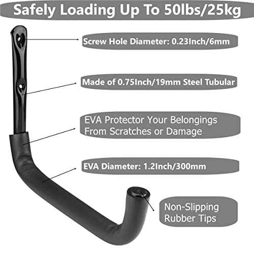 6 Pack Garage Storage Hooks Heavy Duty, 12.7Inch Wall Mount Storage Utility Hanger