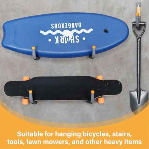 9.8" Ladder Hooks for Garage Wall, 6PC Garage Storage Hooks with Jumbo Arm, Heavy Duty Large Hooks for Tools, Bikes, Chairs, and Outdoor Organization
