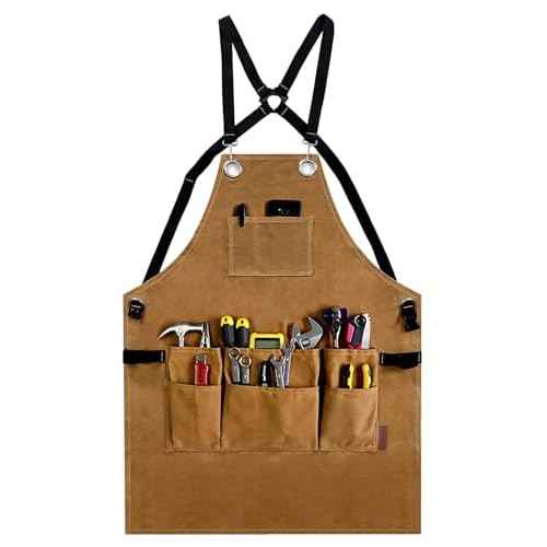 Woodworking Apron for Men Canvas Work Shop Aprons Waterproof with Tool Pockets for Woodworkers Carpenters