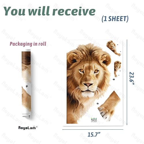 Pop-Out Lion Wall Decals Removable African Animal Vinyl Stickers for Nursery Kids Bedroom and Playroom Decor Peel and Stick Wall Art