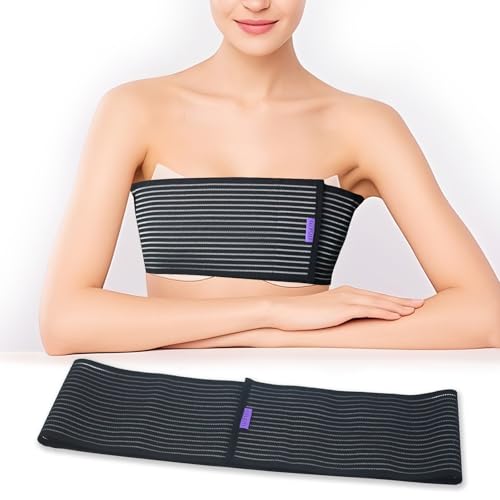 Abdomencare Breast Implant Stabilizer Band I Post Surgery Breast Band Chest Compression Wrap For Women I Breast Augmentation Band I Bra Breast Reduction Recovery Supplies For Healing I One Size (Black)
