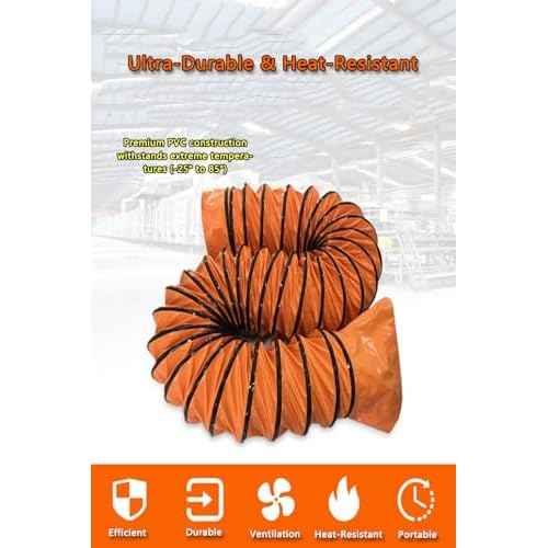 32FT PVC Flexible Duct Hose 10 Inch Duct Hosing with Adjustable Rope for Utility Blower Exhaust Fan Ducting Hose Folding exhaust duct Easy Storage¡¼10 In*32Ft¡½