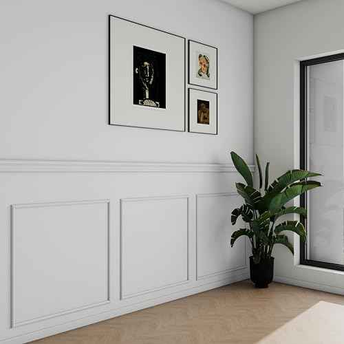 3 Set Accent Wall Molding Kit Premade Wainscoting Panels Wall Molding Peel and Stick Panel White Pre Cut Trim for Walls Picture Frame Molding for Home Decoration(31.5x31.5 Inch)