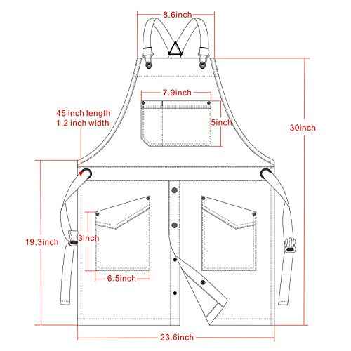 Jeanerlor Denim Tool Apron for Women and Men Cross Straps Adjustable