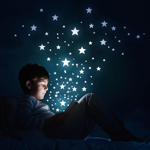 uxcell 50pcs Glow in The Dark Snowflake Fluorescent Plastic Wall Stickers Adhesive Murals Decals for Home Art Ceiling Bedroom Wall Decorations, White