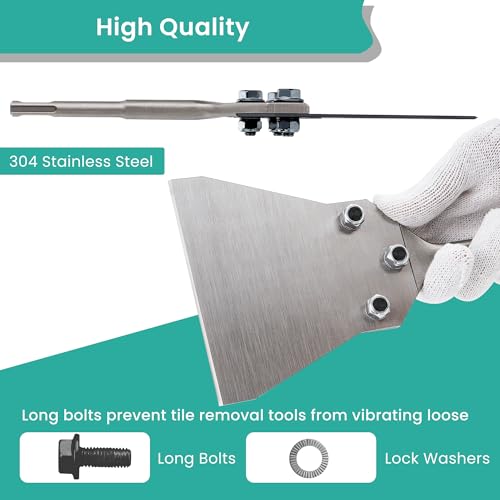 5 Inch SDS Plus Floor Scraper with Spare Bolts and Locknuts, Easily Removes Tile, Plaster, Hardwood Floors and Works with All SDS-Plus System Rotary and Electric Hammers