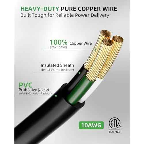 25ft 250V Welder Extension Cord, 10 Gauge Heavy Duty Outdoor Welding Cord with LED Indicator, NEMA 6-50P to 6-50R, 30 Amp 3 Prong Power Extension for Welding Machines, 10 AWG SJTW, Black