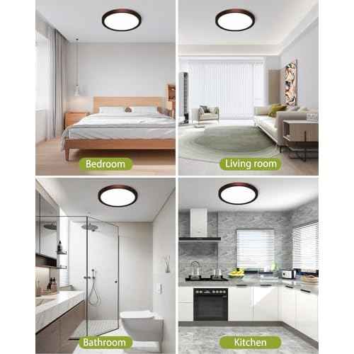 hepside 2PACK Flush Mount LED Ceiling Light Fixture Oil Rubbed Bronze, 12Inch 28W, Dimmable 3000K-4500K-6000K 3 Color Ceiling Lamp 3200LM Low Profile Ceiling Light for Kitchen Bedroom Hallway