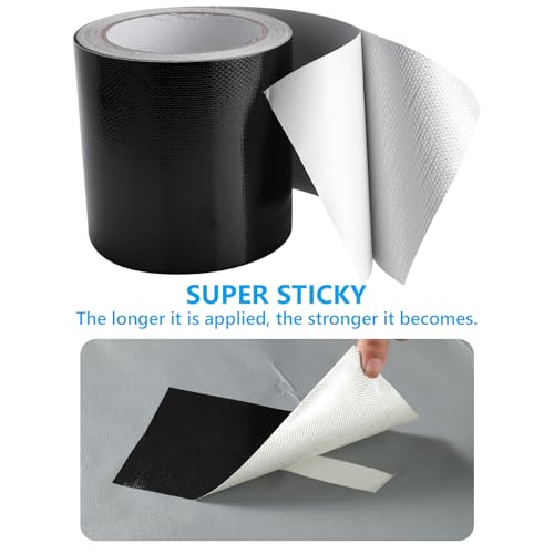 RV Awning Repair Tape 4" x 32FT Waterproof Tent Repair Tape for Tarp Canvas Boat Covers Sail, Tear Repair Patch (Black)
