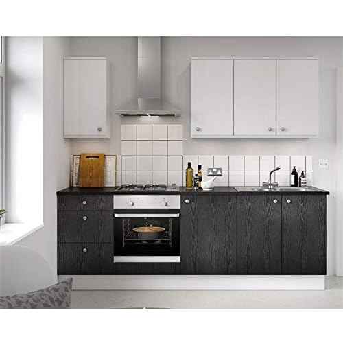 Black Wallpaper Wood Peel and Stick Self Adhesive Film Black Adhesive Paper Countertop Furniture Kitchen Wall Waterproof Removable Self Stick Vinyl Thickening Upgrade 15.8" x118"