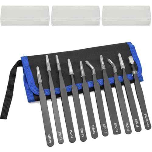 10-in-1 Anti-static Precision Tweezers Set - Professional-grade Tools for Electronics Repair, Crafts, Eyelash Extensions & More Fine Work