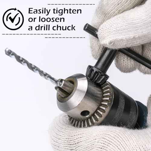 Replacement Drill Chuck Key Wrench Electric Drill Clamping Tool Heavy Duty Solid Carbon Steel Thumb Handle Chuck Key (Chuck Diameter: 3/4" / 5/8" / 1/2" / 3/8" / 1/4" / 5/32") - 6 Sizes