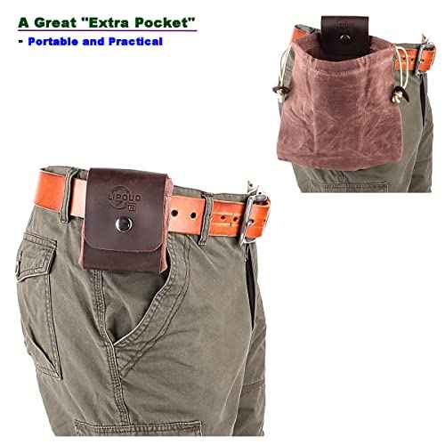 Waxed Canvas Foraging Bag Waist Hanging Leather Canvas Pouch Outdoor Waist Hanging Portable Tool Bag and Daily Storage Bag by LIPOUD