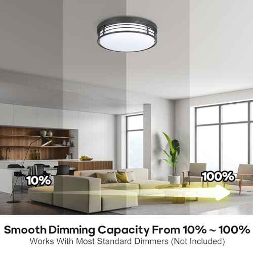WISBEAM 13 Inch LED Ceiling Lighting Fixture, 23W Black Flush Mount Ceiling Light with 5CCT(2700K/3000K/3500K/4000K/5000K), Dimmable LED Light Ceiling Mount for Kitchen Bathroom Hallway, 2 Packs