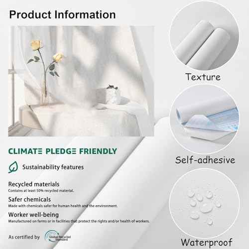 Heroad 17.7¡± x 118¡± Peel and Stick Wallpaper Matte White Contact Paper for New Environmentally Friendly Materials Thickening Upgrade Wallpaper for Countertops Bathroom Kitchen Papel Tapiz para Pared