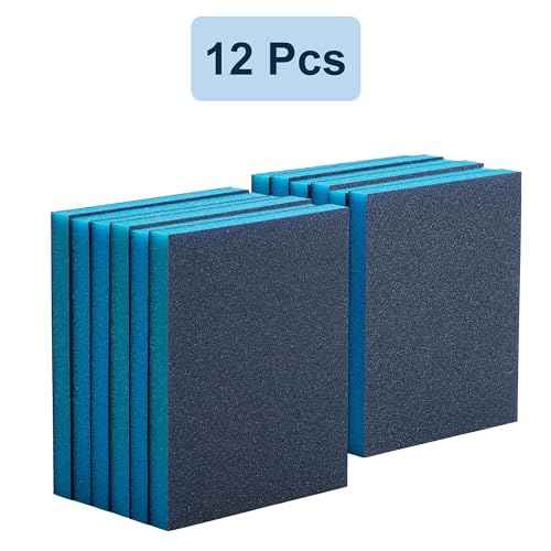 Bates- Sanding Sponge, 12 Pack, 3.9¡±x4.7¡±, 80/100/120/180 Grit, Sanding Block, Sanding Paper Block, Sandpaper Sponge Block, Sanding Blocks for Wood, Sanding Sponges, Sand Block, Sanding Blocks Drywall