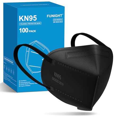 Funight KN95 Face Mask 5-Ply Breathable Filter Efficiency¡Ã95% Protective Cup Dust Disposable Masks Against PM2.5 Black 100 Pack