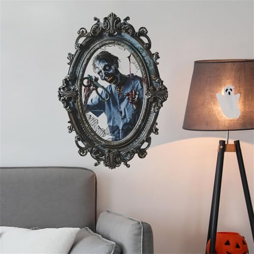 Scary Halloween Wall Stickers, Bloody Hands Broken Mirror Decals, Horror Decorations for Haunted House, Party Door