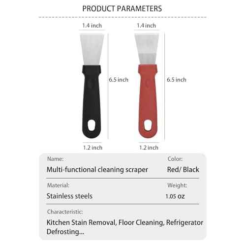 Kytasryl 4PC Multi-functional Stainless steel Scraper, Lengthened Kitchen Cleaning Scraper Spatula, Refrigerator De-icing Tool, Bathroom Gap Cleaning Tool, walls or floors clearing scraper