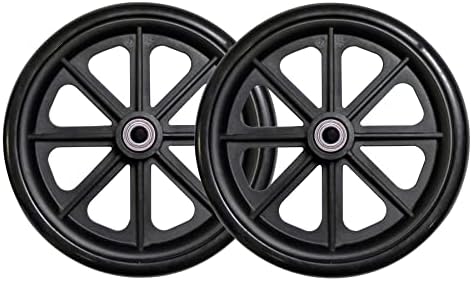Caster Wheel, Hard Rubber Tire, 8" x 1"- 1 9/16" Hub Width; Fits Most Sunrise, Medline, Drive, Invacare, E&J, Guardian, ALCO & Other Manual Wheelchairs (Black, 7/16" Axle, Narrow Hub)One Pair