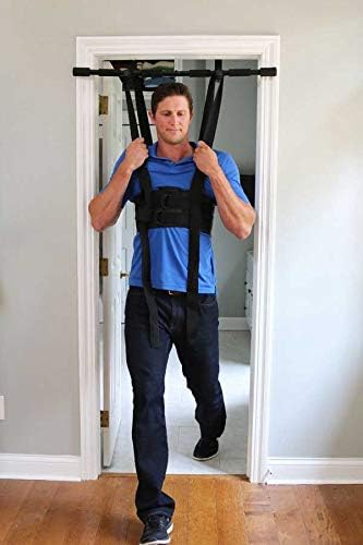 Sit and Decompress Back Stretcher 3 Minutes A Day Low Back Traction Therapy Spinal Decompression Inversion Table Alternative Safe for All Back Conditions (Medium Harness with Bar)