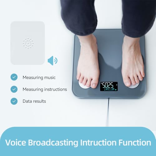 Fitdays Smart Body Fat Scale | Advanced 8-Electrode Technology for BMI/20+ Body Metrics | Full-Color LED & High Precision | Bathroom Weight Scale for Fitness/Weight Loss (FG2211LB-GREY)
