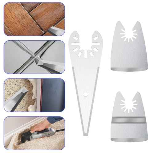9pcs Oscillating Scraper Blades for caulk adhesive sealant removal, Universal Multi tool Quick Release, 3pcs Rigid Scraper, 3pcs Flexible Scraper, 3pcs tapered scraper
