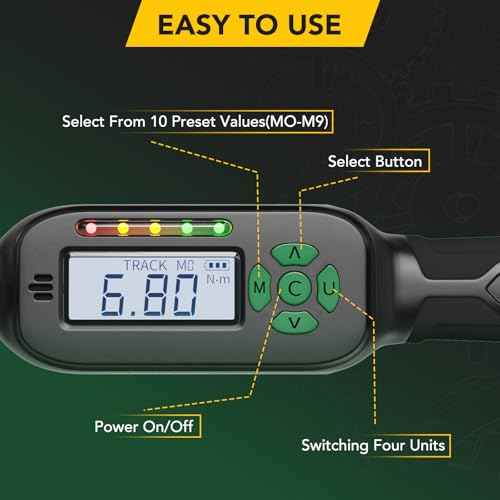 Digital Torque Wrench 5-99.5 ft-lbs./6.8-135Nm, 3/8 Inch Mini Torque Wrench Digital, ¡¾2% Torque Accuracy, Electronic Torque Wrench with Preset Value, Buzzer and LED Notification
