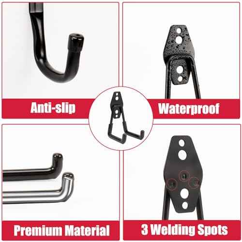 Garage Storage Hooks, 14 Pack Heavy Duty Garage Hook with Anti-Slip Coating, Wall Mount Utility Hooks, Garage Tool Organizer for Hanging Bikes, Tools, Ladders, Ropes, Hose, Bulk Items(Black)