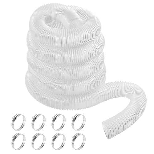 2 1/2" x 30' PVC Dust Collection Hose, Puncture Resistant Fume Collection Hose with 8 Pieces Stainless Steel Clamps, Clear Dust Collector for Woods Debris
