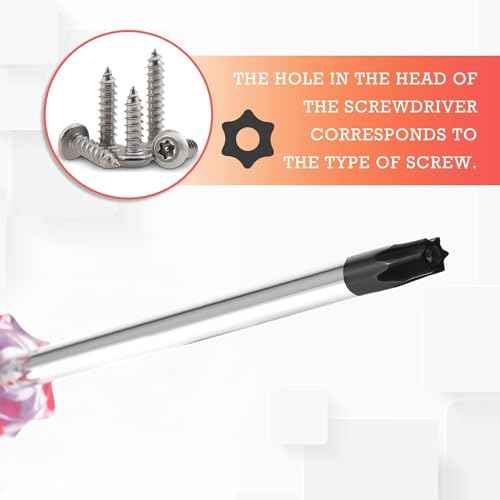 T30 Torx Security Screwdriver with Magnetic Tip Plastic Grip, Torx Screwdriver for Computer Repairing, Home Appliances(Red, 185mm/ 7.3")