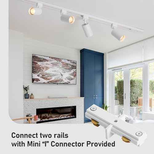 4-Light LED Track Lighting Kit with 3.3FT H Track Lighting Rails & Floating Canopy Connector, GU10 Track Light Kit, Modern Kitchen Track Lighting Fixtures Ceiling Spot Light, White (No Bulbs)