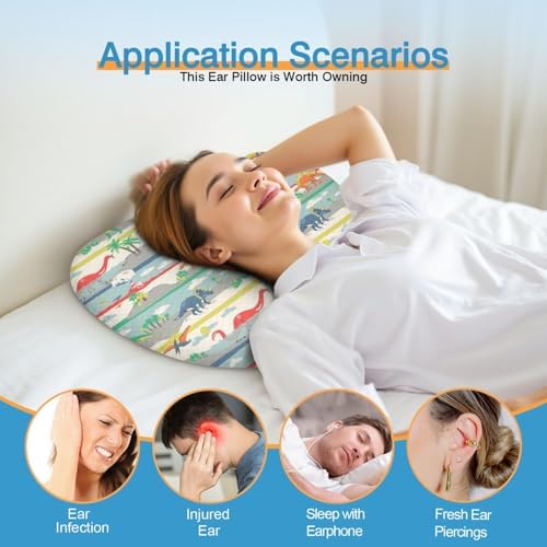 Ear Piercing Pillow for Side Sleepers with Washable Cover Pillows with Holes for Ear Pain,Donut Pillow for Adults CNH Ear Pain Relief Pressure Sores Ear Pillow with Hole in Center